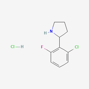 molecular formula C10H12Cl2FN B2694045 2-(2-Chloro-6-fluorophenyl)pyrrolidine hydrochloride CAS No. 2219374-01-1