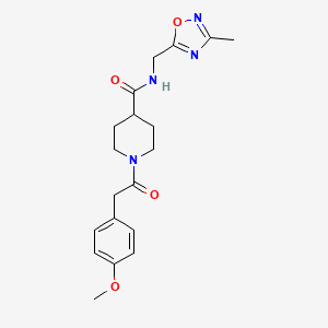 molecular formula C19H24N4O4 B2694059 1-(2-(4-methoxyphenyl)acetyl)-N-((3-methyl-1,2,4-oxadiazol-5-yl)methyl)piperidine-4-carboxamide CAS No. 1334368-66-9