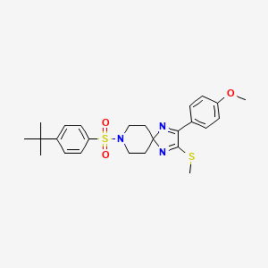 molecular formula C25H31N3O3S2 B2694061 8-[(4-Tert-butylphenyl)sulfonyl]-2-(4-methoxyphenyl)-3-(methylthio)-1,4,8-triazaspiro[4.5]deca-1,3-diene CAS No. 932549-38-7