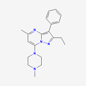 molecular formula C20H25N5 B2694062 2-Ethyl-5-methyl-7-(4-methylpiperazin-1-yl)-3-phenylpyrazolo[1,5-a]pyrimidine CAS No. 902027-99-0