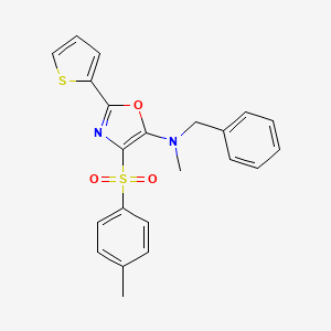 molecular formula C22H20N2O3S2 B2694063 N-benzyl-N-methyl-4-(4-methylphenyl)sulfonyl-2-thiophen-2-yl-1,3-oxazol-5-amine CAS No. 627833-67-4