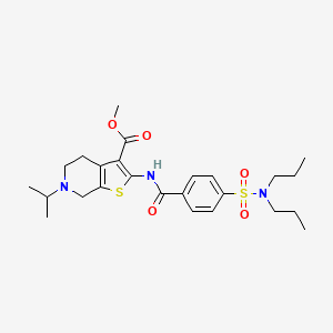 molecular formula C25H35N3O5S2 B2694064 Methyl 2-({4-[(dipropylamino)sulfonyl]benzoyl}amino)-6-isopropyl-4,5,6,7-tetrahydrothieno[2,3-c]pyridine-3-carboxylate CAS No. 449767-93-5