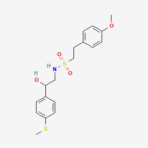 molecular formula C18H23NO4S2 B2694071 N-(2-羟基-2-(4-(甲硫基)苯基)乙基)-2-(4-甲氧基苯基)乙磺酰胺 CAS No. 1448070-46-9