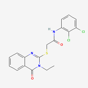 molecular formula C18H15Cl2N3O2S B2694076 N-(2,3-二氯苯基)-2-[(3-乙基-4-氧代-3,4-二氢喹唑-2-基)硫代]乙酰胺 CAS No. 329079-81-4