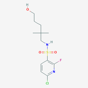 molecular formula C12H18ClFN2O3S B2694077 6-chloro-2-fluoro-N-(5-hydroxy-2,2-dimethylpentyl)pyridine-3-sulfonamide CAS No. 2094631-27-1