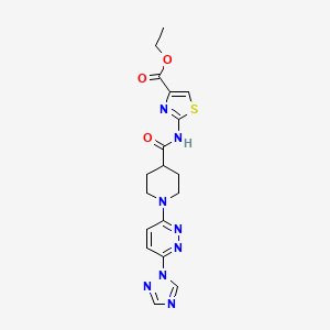 ethyl 2-(1-(6-(1H-1,2,4-triazol-1-yl)pyridazin-3-yl)piperidine-4-carboxamido)thiazole-4-carboxylate