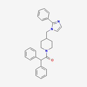 molecular formula C29H29N3O B2694085 2,2-diphenyl-1-(4-((2-phenyl-1H-imidazol-1-yl)methyl)piperidin-1-yl)ethanone CAS No. 1351655-26-9