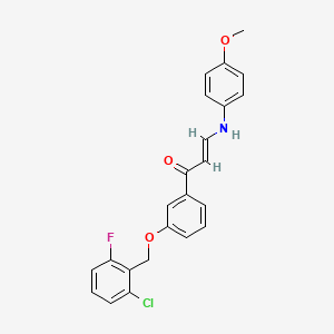 molecular formula C23H19ClFNO3 B2694088 (E)-1-[3-((2-氯-6-氟苯基)甲氧基)苯基]-3-(4-甲氧苯胺基)丙-2-烯-1-酮 CAS No. 478039-46-2