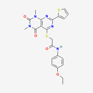 2-((6,8-dimethyl-5,7-dioxo-2-(thiophen-2-yl)-5,6,7,8-tetrahydropyrimido[4,5-d]pyrimidin-4-yl)thio)-N-(4-ethoxyphenyl)acetamide