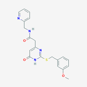 molecular formula C20H20N4O3S B2694093 2-(2-((3-methoxybenzyl)thio)-6-oxo-1,6-dihydropyrimidin-4-yl)-N-(pyridin-2-ylmethyl)acetamide CAS No. 1105236-76-7