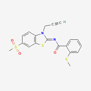 molecular formula C19H16N2O3S3 B2694105 (Z)-N-(6-(甲砜基)-3-(丙-2-炔-1-基)苯并[1,3]噻唑-2(3H)-基亚甲基)-2-(甲硫基)苯甲酰胺 CAS No. 896353-62-1