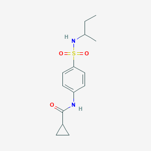 molecular formula C14H20N2O3S B269411 N-{4-[(sec-butylamino)sulfonyl]phenyl}cyclopropanecarboxamide 