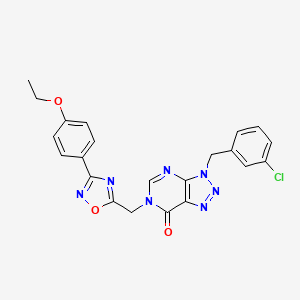 molecular formula C22H18ClN7O3 B2694117 3-(3-chlorobenzyl)-6-((3-(4-ethoxyphenyl)-1,2,4-oxadiazol-5-yl)methyl)-3H-[1,2,3]triazolo[4,5-d]pyrimidin-7(6H)-one CAS No. 1207050-58-5