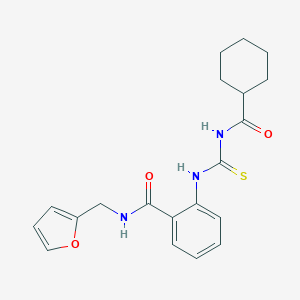 molecular formula C20H23N3O3S B269412 2-{[(cyclohexylcarbonyl)carbamothioyl]amino}-N-(furan-2-ylmethyl)benzamide 