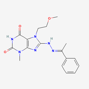 7-(2-methoxyethyl)-3-methyl-8-[(2E)-2-(1-phenylethylidene)hydrazinyl]-3,7-dihydro-1H-purine-2,6-dione