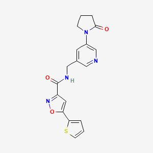 N-((5-(2-oxopyrrolidin-1-yl)pyridin-3-yl)methyl)-5-(thiophen-2-yl)isoxazole-3-carboxamide