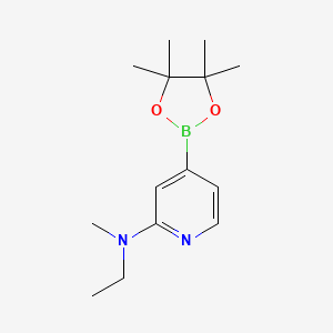 molecular formula C14H23BN2O2 B2694135 2-(甲基乙基氨基)吡啶-4-硼酸脱水醇酯 CAS No. 1421325-47-4