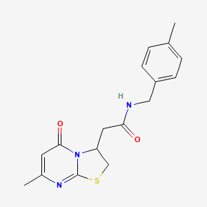 molecular formula C17H19N3O2S B2694146 2-(7-methyl-5-oxo-3,5-dihydro-2H-thiazolo[3,2-a]pyrimidin-3-yl)-N-(4-methylbenzyl)acetamide CAS No. 946346-06-1
