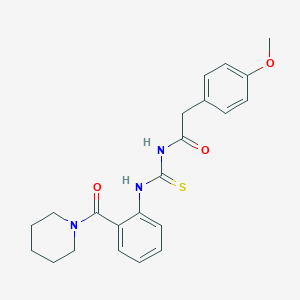molecular formula C22H25N3O3S B269415 N-[(4-methoxyphenyl)acetyl]-N'-[2-(1-piperidinylcarbonyl)phenyl]thiourea 