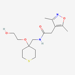 2-(3,5-dimethylisoxazol-4-yl)-N-((4-(2-hydroxyethoxy)tetrahydro-2H-thiopyran-4-yl)methyl)acetamide
