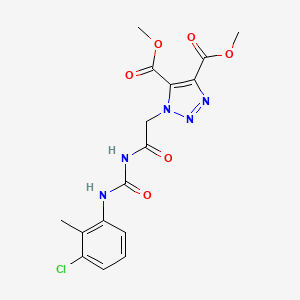 molecular formula C16H16ClN5O6 B2694157 dimethyl 1-[2-({[(3-chloro-2-methylphenyl)amino]carbonyl}amino)-2-oxoethyl]-1H-1,2,3-triazole-4,5-dicarboxylate CAS No. 892278-22-7
