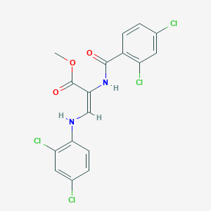 molecular formula C17H12Cl4N2O3 B2694160 Methyl 3-(2,4-dichloroanilino)-2-[(2,4-dichlorobenzoyl)amino]acrylate CAS No. 1164464-67-8