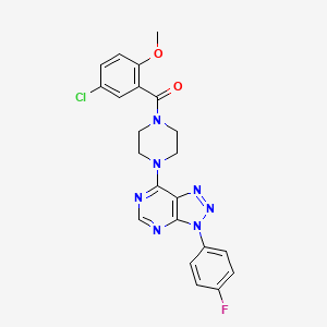 molecular formula C22H19ClFN7O2 B2694163 (5-氯-2-甲氧基苯基)(4-(3-(4-氟苯基)-3H-[1,2,3]三唑[4,5-d]嘧啶-7-基)哌嗪-1-基)甲酮 CAS No. 923512-47-4