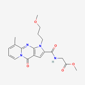 molecular formula C19H22N4O5 B2694171 Methyl 2-(1-(3-methoxypropyl)-9-methyl-4-oxo-1,4-dihydropyrido[1,2-a]pyrrolo[2,3-d]pyrimidine-2-carboxamido)acetate CAS No. 900292-99-1