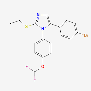 molecular formula C18H15BrF2N2OS B2694175 5-(4-溴苯基)-1-(4-(二氟甲氧基)苯基)-2-(乙硫基)-1H-咪唑 CAS No. 1226453-04-8