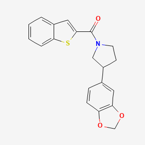 molecular formula C20H17NO3S B2694181 苯并[b]噻吩-2-基(3-(苯并[d][1,3]二氧杂环戊-5-基)吡咯啉-1-基)甲酮 CAS No. 2034273-27-1