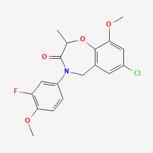 molecular formula C18H17ClFNO4 B2694183 7-chloro-4-(3-fluoro-4-methoxyphenyl)-9-methoxy-2-methyl-4,5-dihydro-1,4-benzoxazepin-3(2H)-one CAS No. 1396854-53-7