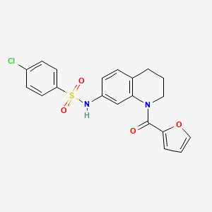 molecular formula C20H17ClN2O4S B2694185 4-氯-N-[1-(呋喃-2-甲酰)-3,4-二氢嘧啶-7-基]苯磺酰胺 CAS No. 946369-65-9