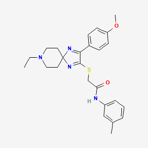 2-((8-ethyl-3-(4-methoxyphenyl)-1,4,8-triazaspiro[4.5]deca-1,3-dien-2-yl)thio)-N-(m-tolyl)acetamide