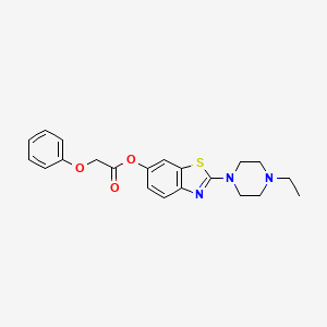 molecular formula C21H23N3O3S B2694196 2-(4-Ethylpiperazin-1-yl)benzo[d]thiazol-6-yl 2-phenoxyacetate CAS No. 953136-98-6