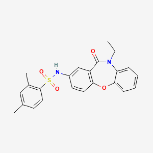 molecular formula C23H22N2O4S B2694198 N-(10-ethyl-11-oxo-10,11-dihydrodibenzo[b,f][1,4]oxazepin-2-yl)-2,4-dimethylbenzenesulfonamide CAS No. 922136-88-7