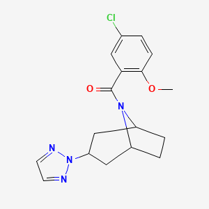molecular formula C17H19ClN4O2 B2694204 ((1R,5S)-3-(2H-1,2,3-triazol-2-yl)-8-azabicyclo[3.2.1]octan-8-yl)(5-chloro-2-methoxyphenyl)methanone CAS No. 2108961-60-8