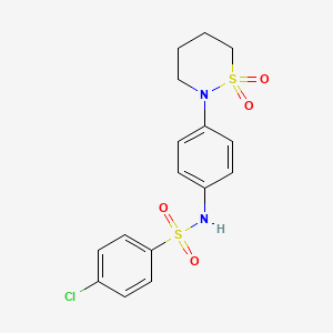 molecular formula C16H17ClN2O4S2 B2694206 4-chloro-N-[4-(1,1-dioxothiazinan-2-yl)phenyl]benzenesulfonamide CAS No. 941983-96-6
