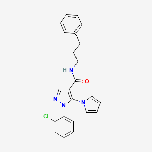 molecular formula C23H21ClN4O B2694209 1-(2-氯苯基)-N-(3-苯基丙基)-5-(1H-吡咯-1-基)-1H-吡唑-4-羧酰胺 CAS No. 1206997-67-2