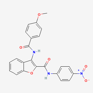 molecular formula C23H17N3O6 B2694212 3-(4-methoxybenzamido)-N-(4-nitrophenyl)benzofuran-2-carboxamide CAS No. 887897-76-9