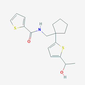 molecular formula C17H21NO2S2 B2694217 N-((1-(5-(1-hydroxyethyl)thiophen-2-yl)cyclopentyl)methyl)thiophene-2-carboxamide CAS No. 2034499-83-5