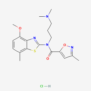 molecular formula C19H25ClN4O3S B2694220 N-(3-(dimethylamino)propyl)-N-(4-methoxy-7-methylbenzo[d]thiazol-2-yl)-3-methylisoxazole-5-carboxamide hydrochloride CAS No. 1327564-65-7