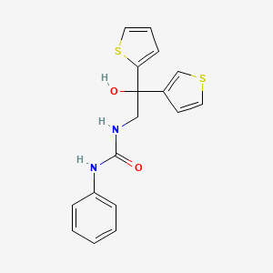 molecular formula C17H16N2O2S2 B2694224 1-(2-Hydroxy-2-(thiophen-2-yl)-2-(thiophen-3-yl)ethyl)-3-phenylurea CAS No. 2034402-24-7