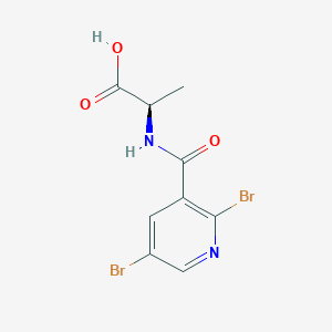 molecular formula C9H8Br2N2O3 B2694227 (2R)-2-[(2,5-Dibromopyridine-3-carbonyl)amino]propanoic acid CAS No. 2418596-56-0