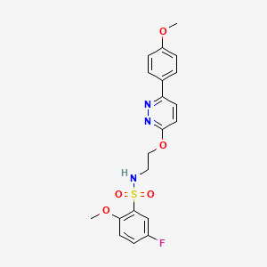 molecular formula C20H20FN3O5S B2694228 5-氟-2-甲氧基-N-(2-((6-(4-甲氧基苯基)吡啶-3-基氧)乙基)苯磺酰胺 CAS No. 1005303-50-3
