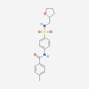 molecular formula C19H22N2O4S B269423 4-methyl-N-(4-{[(tetrahydro-2-furanylmethyl)amino]sulfonyl}phenyl)benzamide 