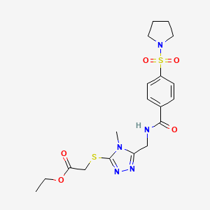 Ethyl 2-[[4-methyl-5-[[(4-pyrrolidin-1-ylsulfonylbenzoyl)amino]methyl]-1,2,4-triazol-3-yl]sulfanyl]acetate