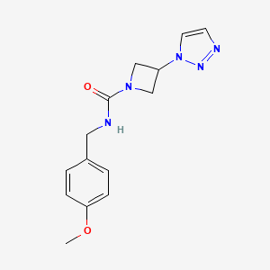 molecular formula C14H17N5O2 B2694243 N-(4-甲氧基苄基)-3-(1H-1,2,3-三唑-1-基)氮杂环丁烷-1-甲酰胺 CAS No. 2198573-30-5