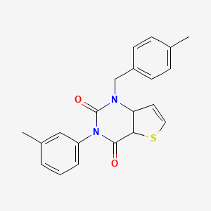 molecular formula C21H18N2O2S B2694245 3-(3-methylphenyl)-1-[(4-methylphenyl)methyl]-1H,2H,3H,4H-thieno[3,2-d]pyrimidine-2,4-dione CAS No. 1326911-86-7