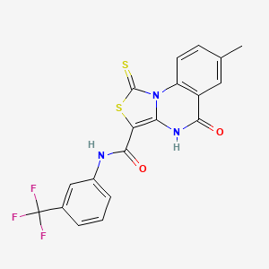 molecular formula C19H12F3N3O2S2 B2694246 7-甲基-5-氧代-1-硫代-N-(3-(三氟甲基)苯基)-4,5-二氢-1H-噻唑并[3,4-a]喹唑啉-3-甲酰胺 CAS No. 1114597-35-1