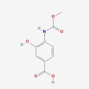 molecular formula C9H9NO5 B2694250 3-羟基-4-[(甲氧基羰基)氨基]苯甲酸 CAS No. 1183828-26-3